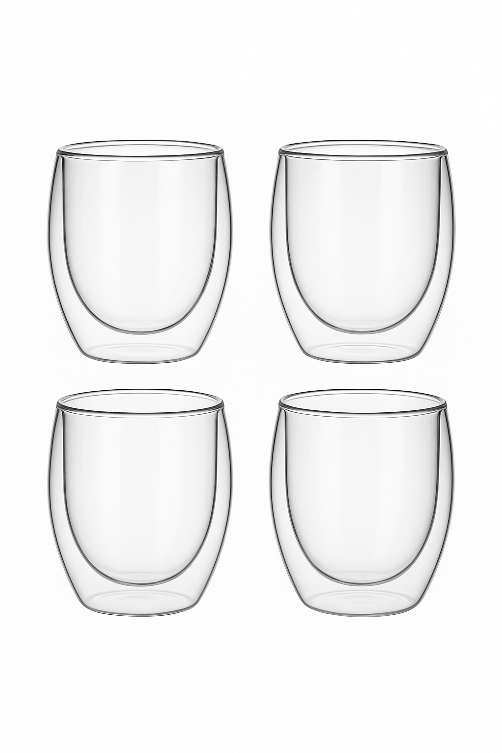 Tasses expresso double paroi verre 80ml ensemble isotherme (lot de 4)