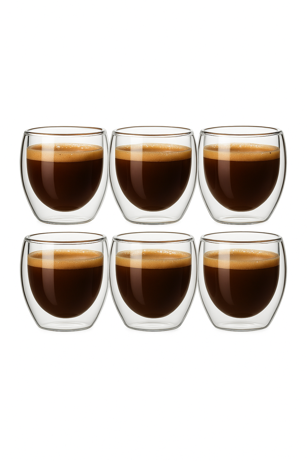 Tasses verre double paroi isolantes cafe expresso 250ml (lot de 6)