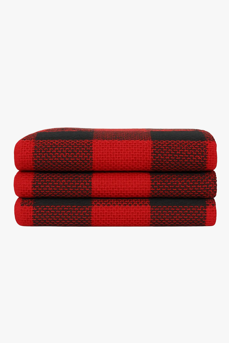 Torchon de cuisine gaufré à carreaux absorbant doux