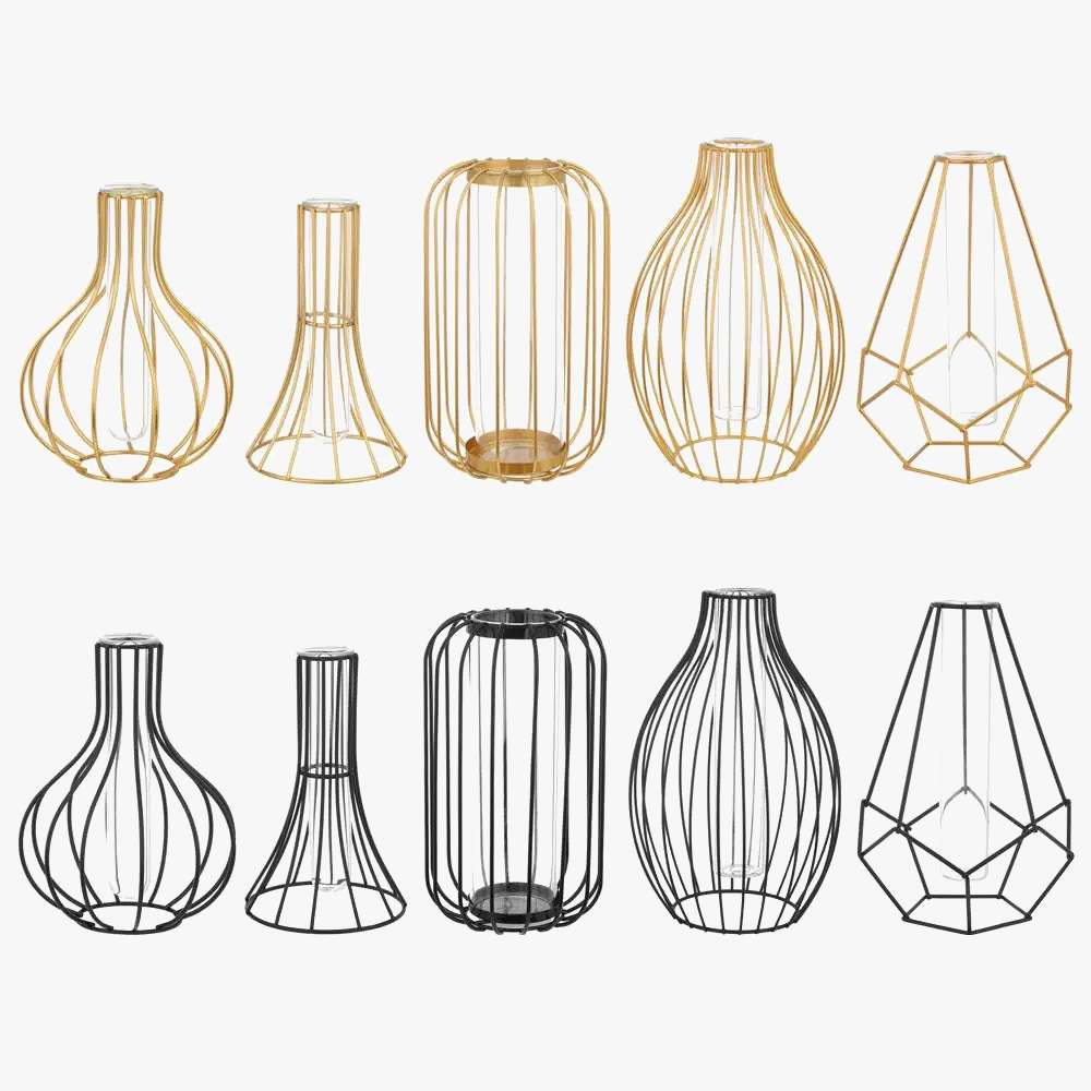 Vase en fer rétro avec verre décoration nordique moderne