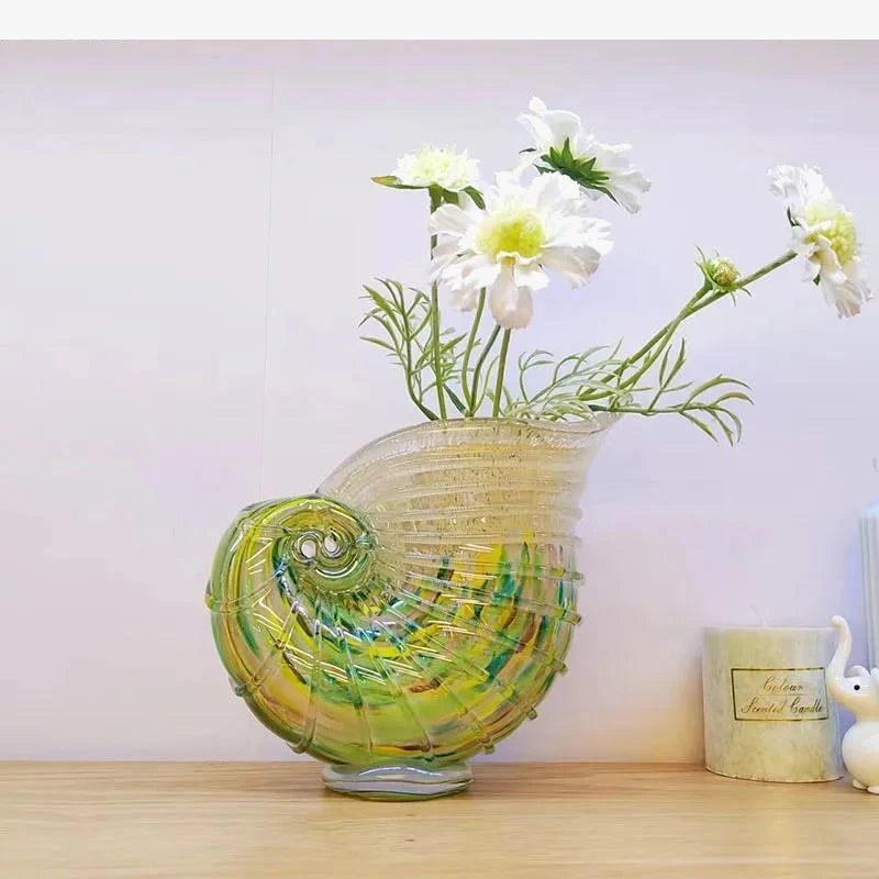 vase en verre conque pour décoration moderne et hydroponique