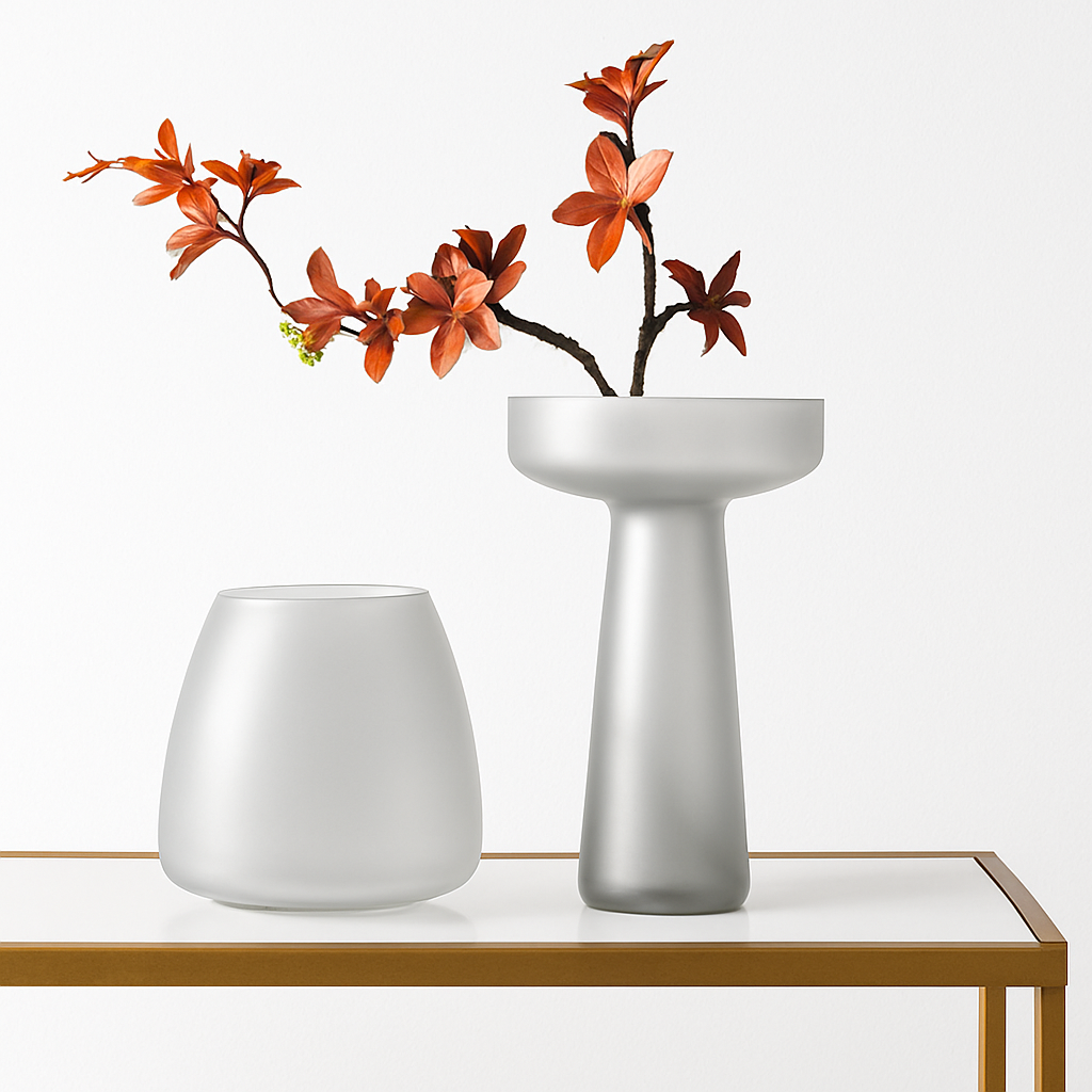 vase en verre dépoli nordique pour fleurs et décoration - vue 6 sur 11
