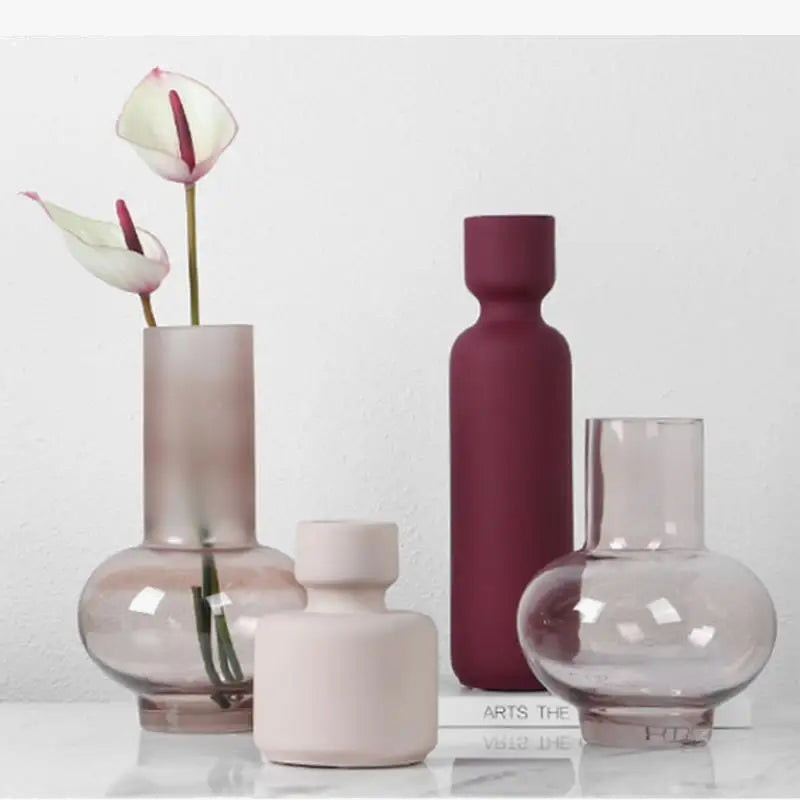 vase en verre givré pour fleurs et décoration d'intérieur