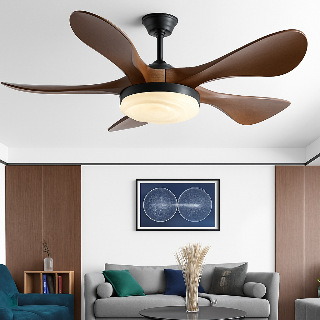 ventilateur de plafond moderne led avec lampe muet pour salon et restaurant