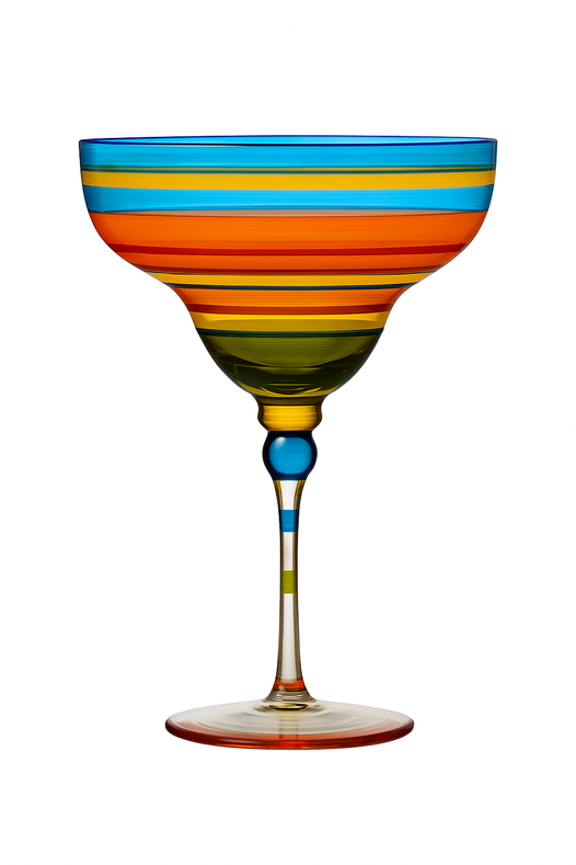 Verre cocktail margarita peint flamant motif rayures