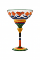 Verre cocktail margarita peint main motif flamant rayures