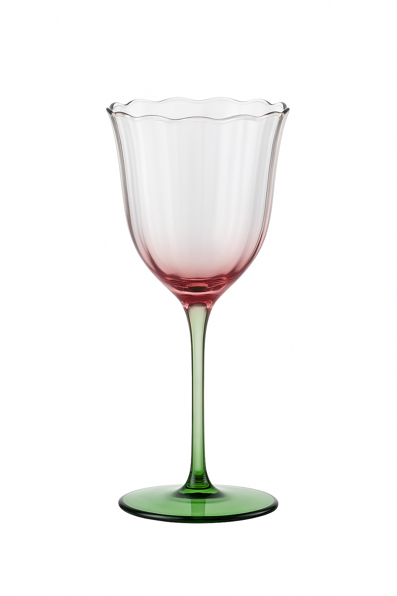 Verre cristal retro motif floral rayures style cocktail