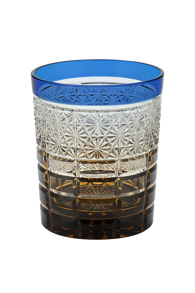 Verre whisky style edo kiriko motifs taillés main