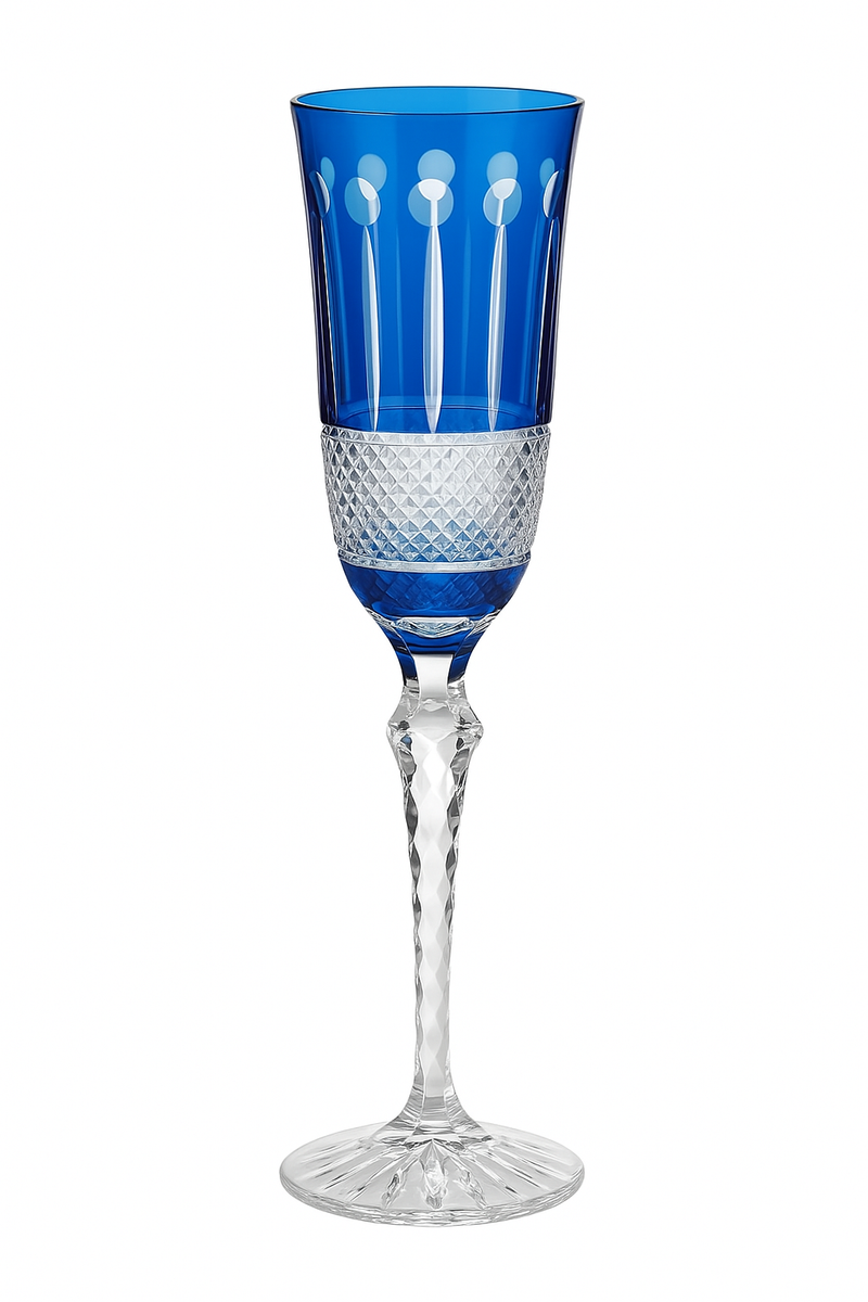 Verres à vin cristal gravé style ancien pied