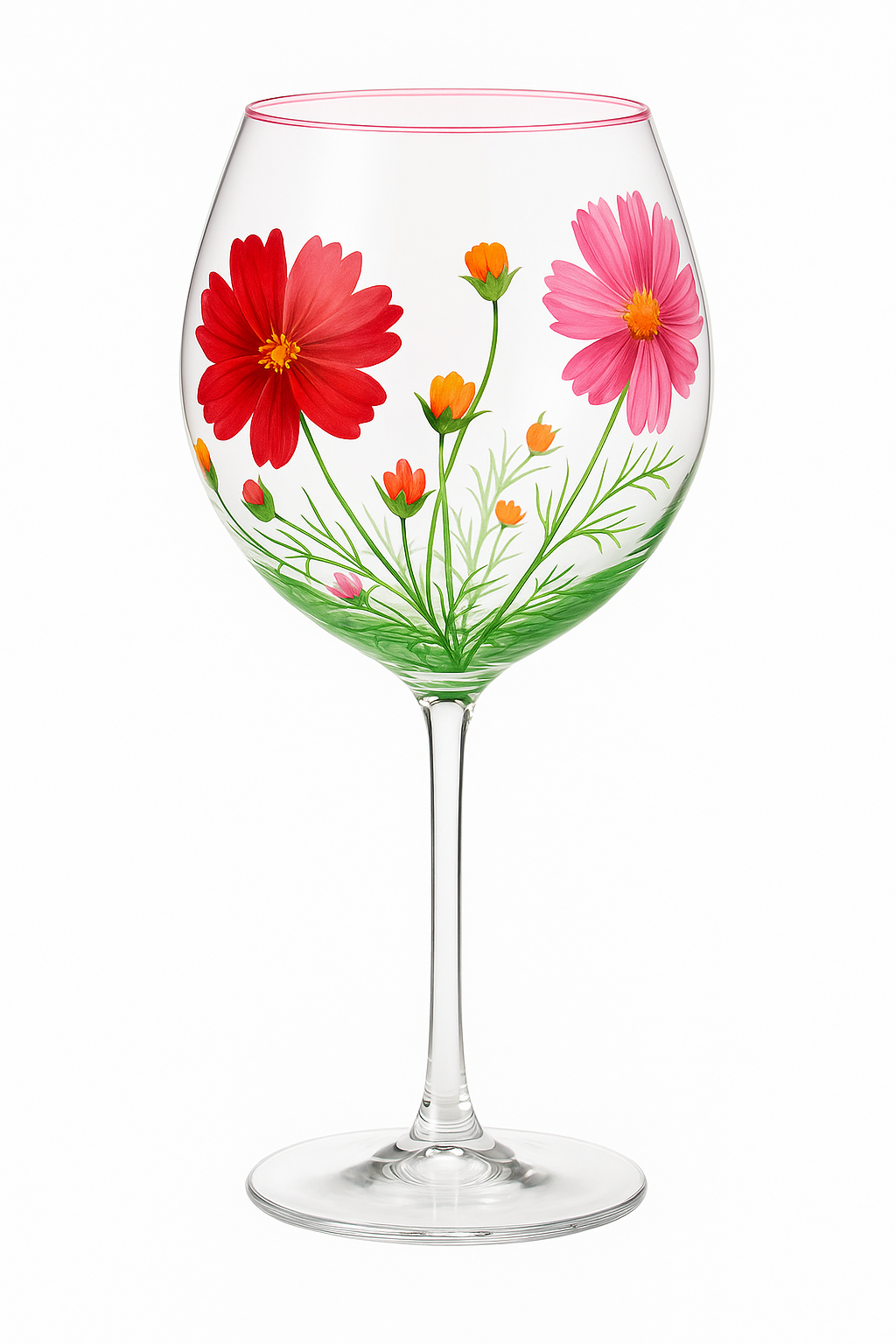 Verres à vin hauts motifs floraux lot trois