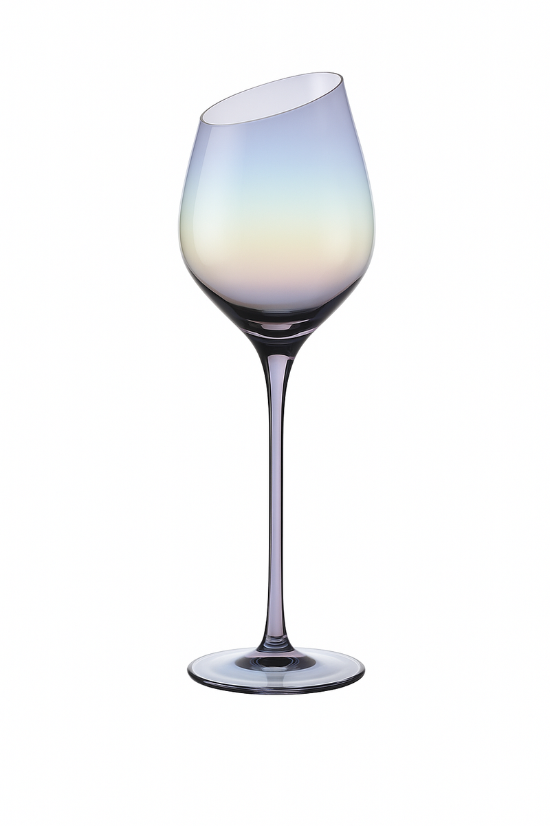 Verres champagne biseautés style nordique effet changeant