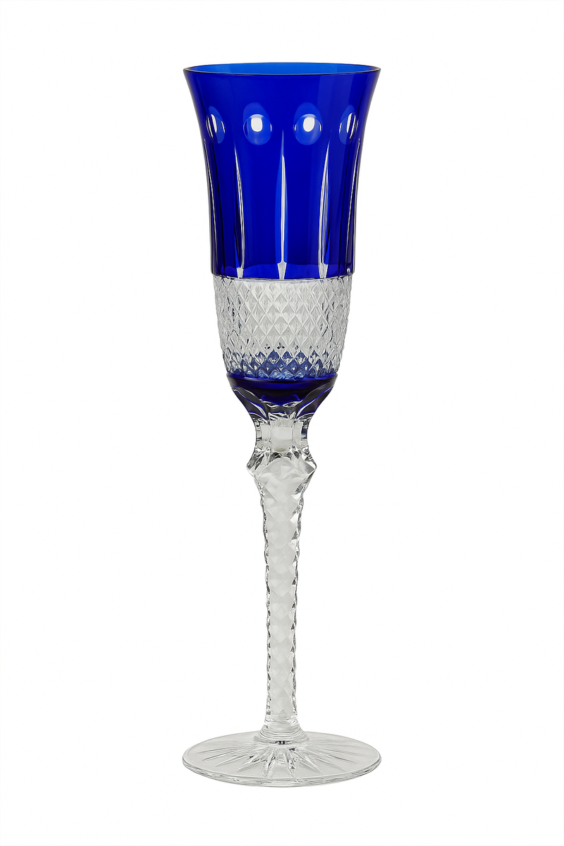 Verres vin cristal style antique gravés pied travaillé