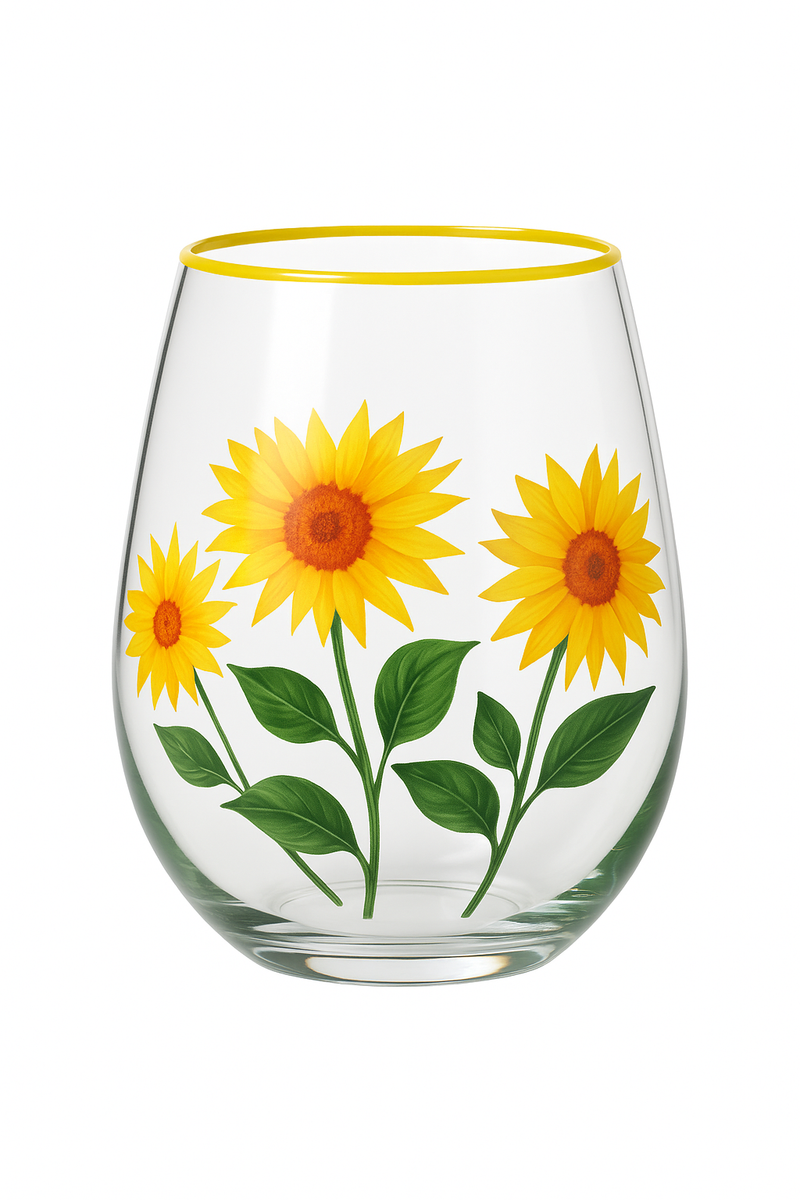 Verres vin motifs floraux peints main lot trois