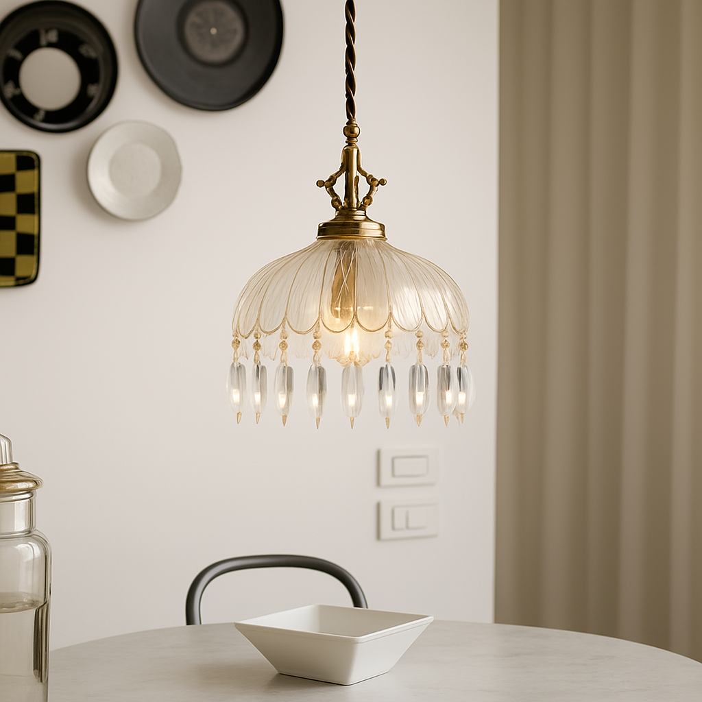YEBMLP Suspension en verre rétro français d'intérieur à LED - vue 4 sur 8