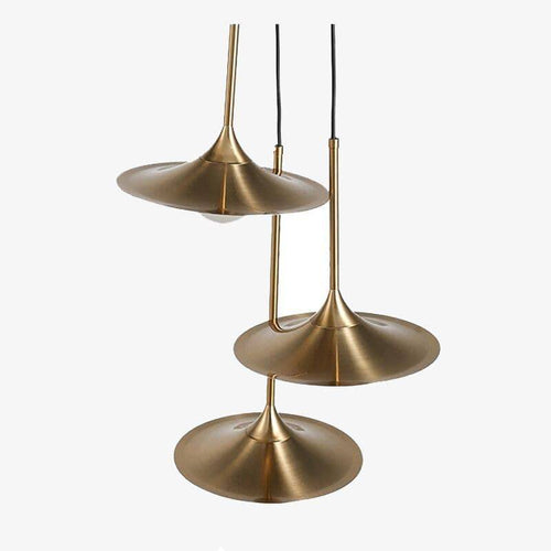 Suspension design LED en métal doré avec abat-jour arrondi Vigour