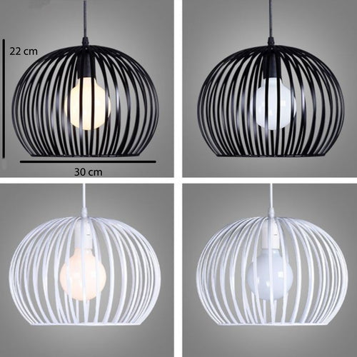 Suspension en cage ronde vintage (noir ou blanc)