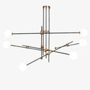 Lustre design noir avec plusieurs branches et verre Retro