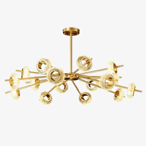 Lustre design à LED avec plusieurs cercles dorés Loft