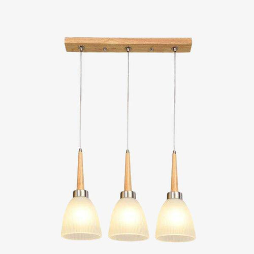 Suspension design en bois LED avec abat-jour arrondi en verre Creative