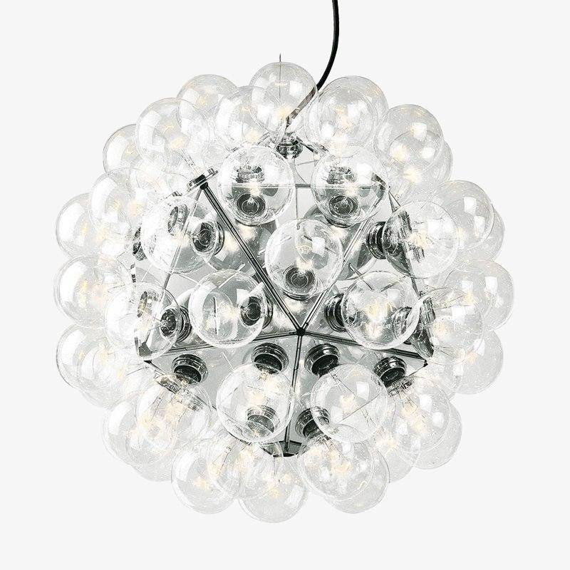 Suspension chromé avec lampes Castiglioni