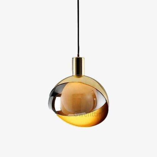 Suspension design LED avec abat-jour sphérique en métal doré Loft