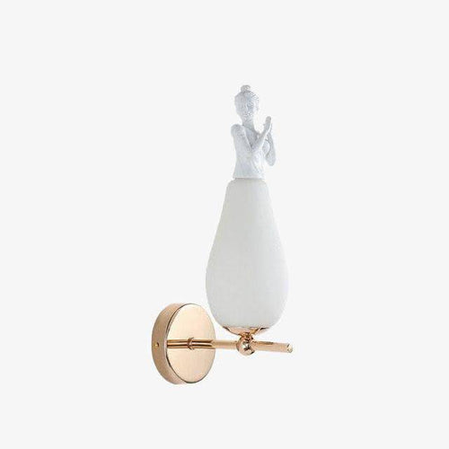 Applique murale design à LED en métal avec abat-jour blanc style Ange