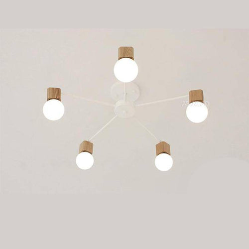 Plafonnier LED en bois et métal à une ou plusieurs lampes