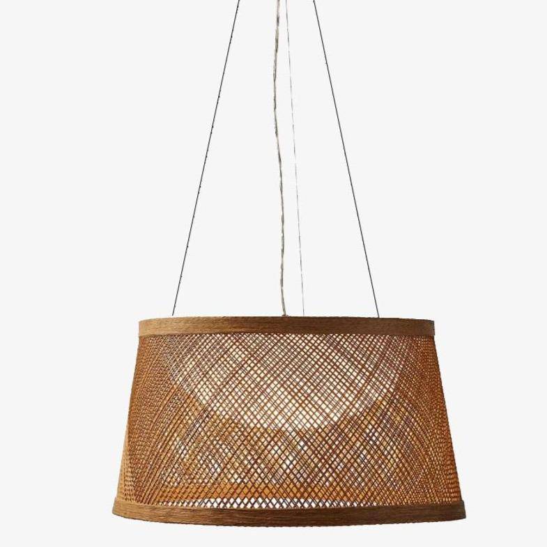 Suspension en bois LED avec abat-jour arrondi Buri
