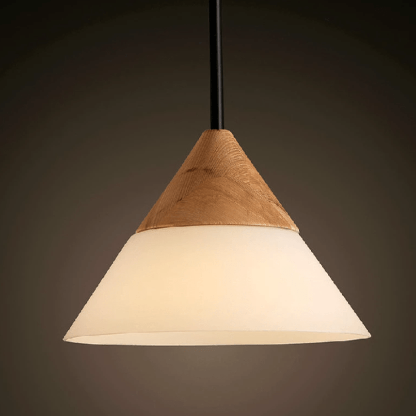 Suspension design à LED avec abat-jour en bois et verre Loft - vue 5 sur 4