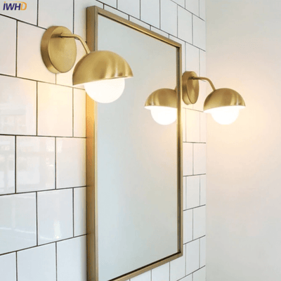 Applique murale design à LED abat-jour arrondi doré Light