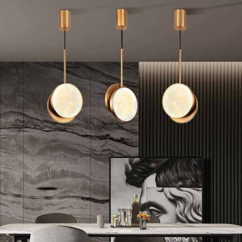 Suspension moderne LED en forme de pièce effet marbre Alhena - vue 6 sur 5