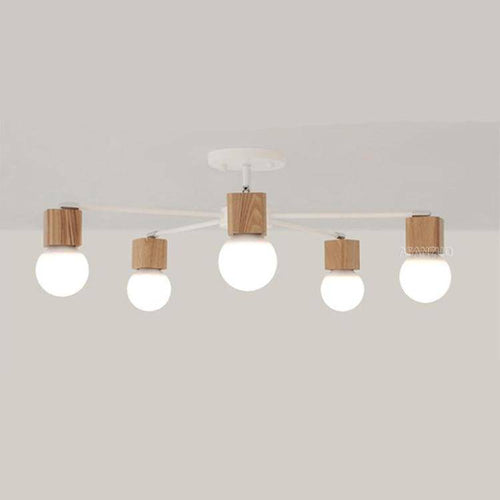 Plafonnier LED en bois et métal à une ou plusieurs lampes