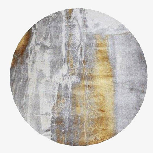 Tapis design rond gris avec tâches dorées Thick D