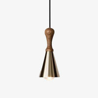 Suspension design LED en bois avec abat-jour conique métal Creative