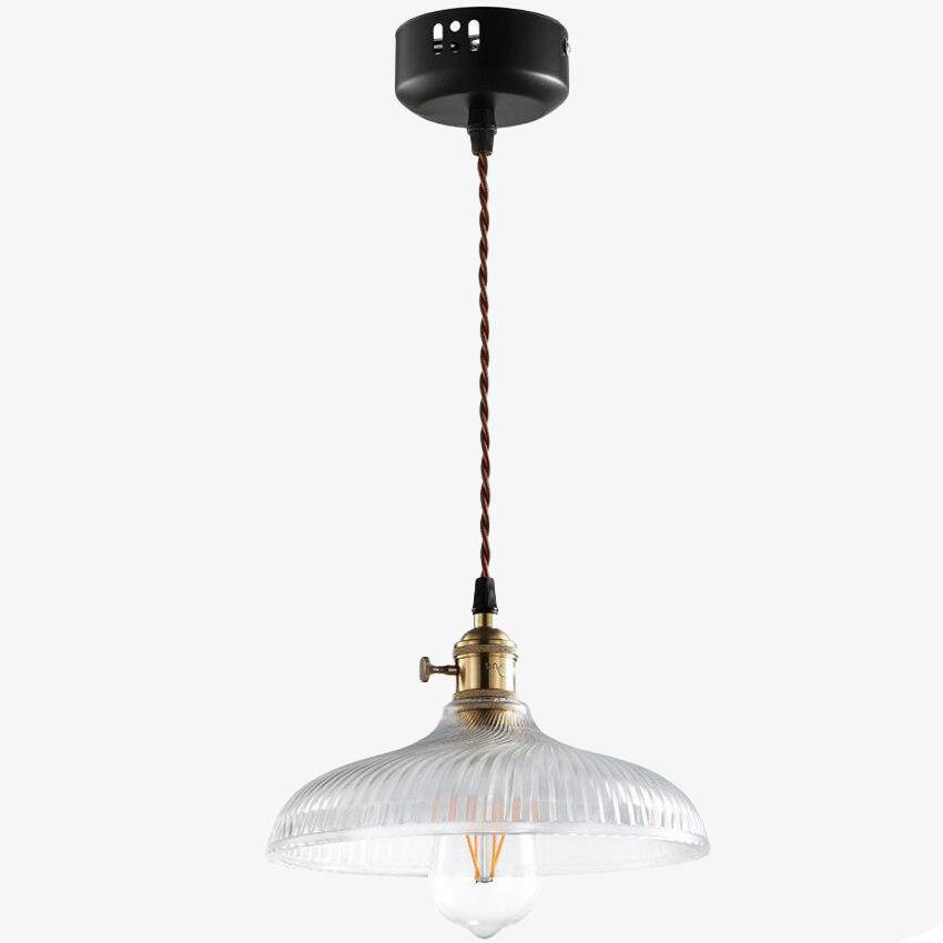 Suspension en verre et base dorée Vintage