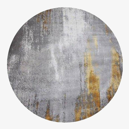 Tapis design rond gris avec tâches dorées Thick F