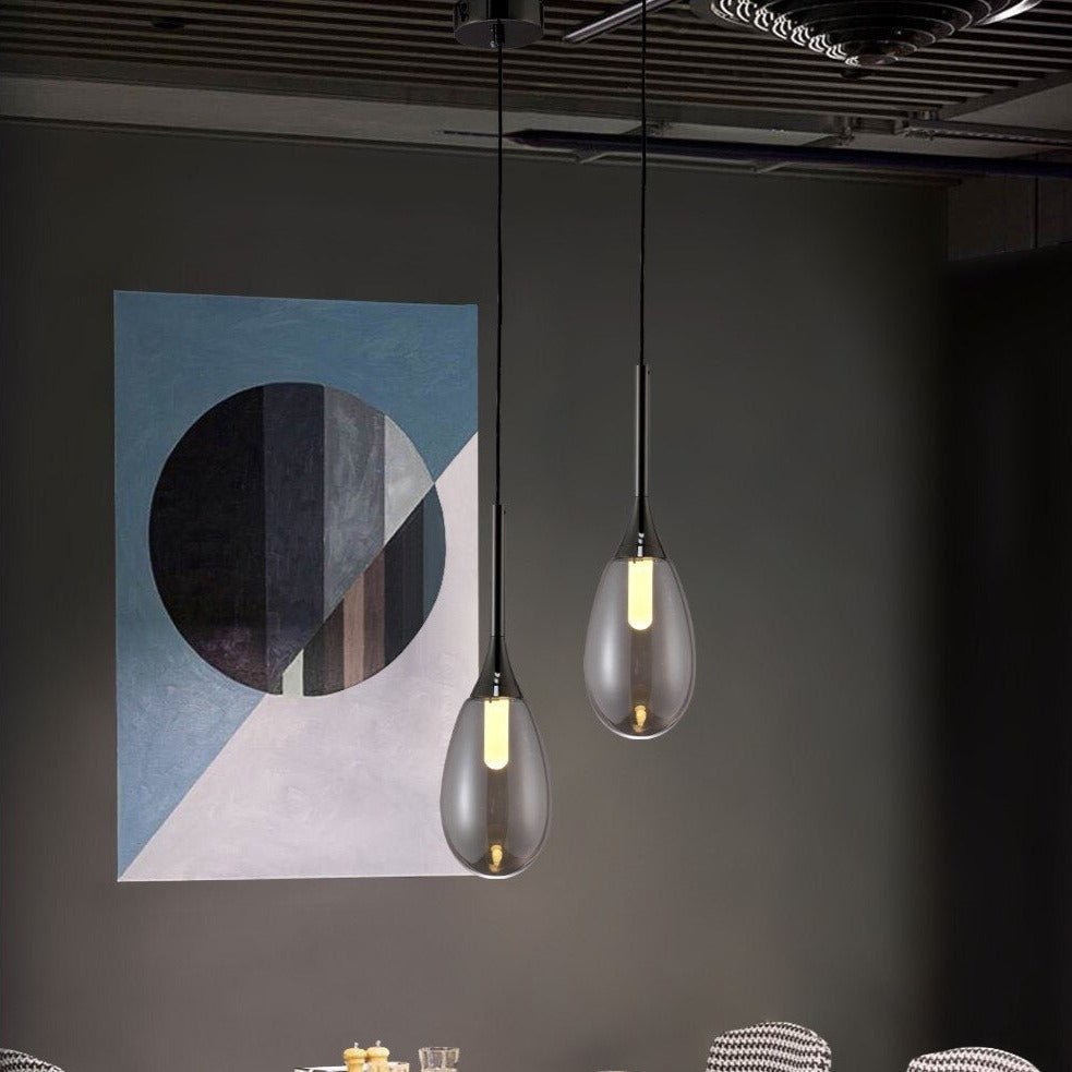 Suspension moderne LED en verre fumé Saeli - vue 4 sur 9