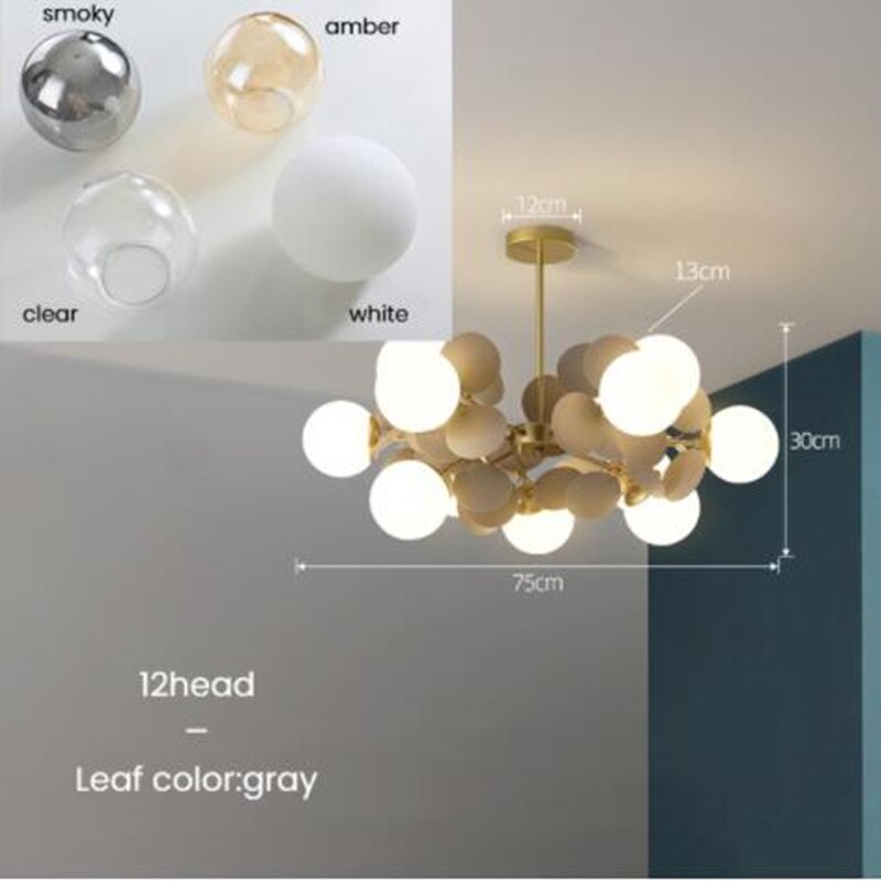 Lustre moderne en forme de nuage avec boules en verre Rivers