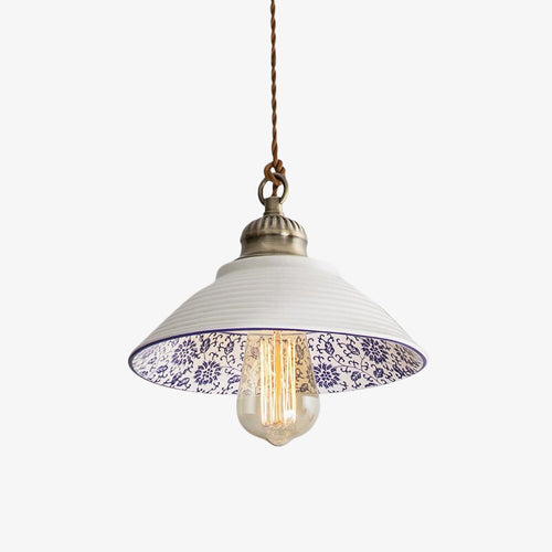 Suspension moderne LED abat-jour en céramique blanc Riya