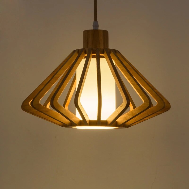 Suspension moderne avec abat-jour en bois Alfa