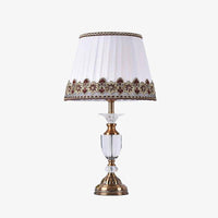 Lampe à poser rétro LED en verre cristal et abat-jour tissu