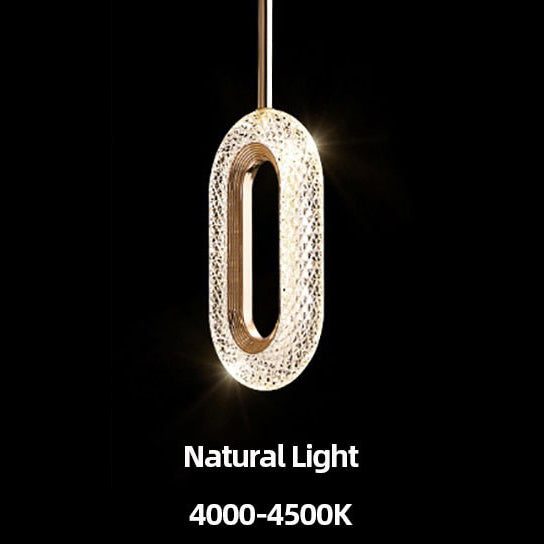 Suspension moderne LED forme ovale et dorée Elaia - vue 12 sur 12