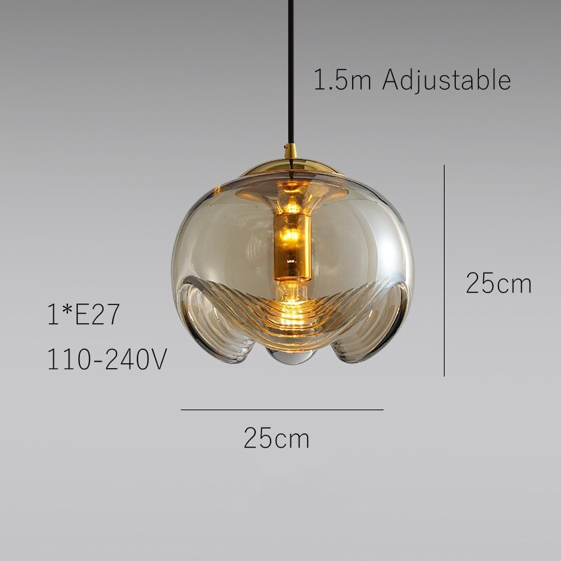 Suspension design avec abat-jour en verre original Janice - vue 7 sur 7