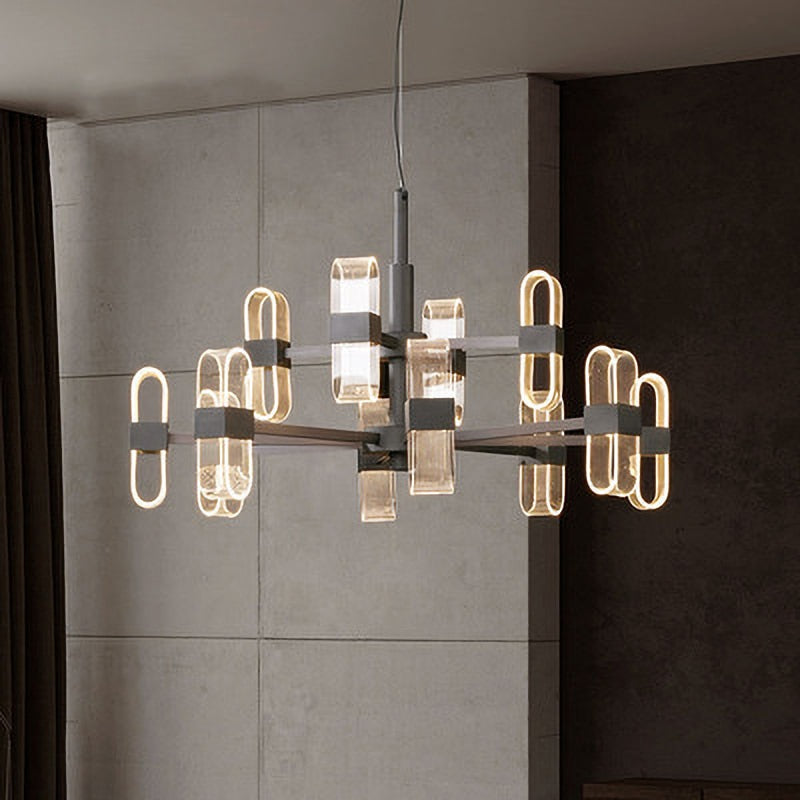 Lustre design avec abat-jours ajustables et en transparents Nevis