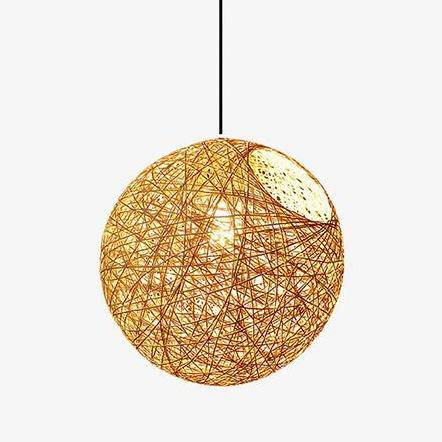 Suspension en rotin LED avec boule colorée Simple