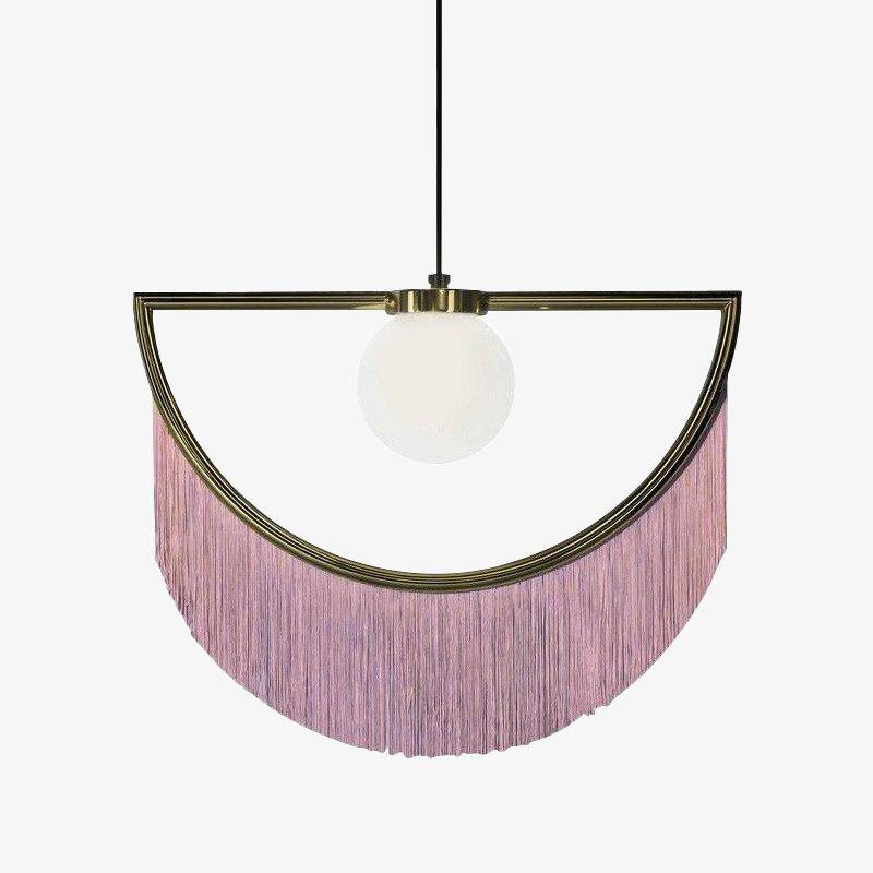 Suspension design LED avec demi-cercle en métal et pendentif coloré