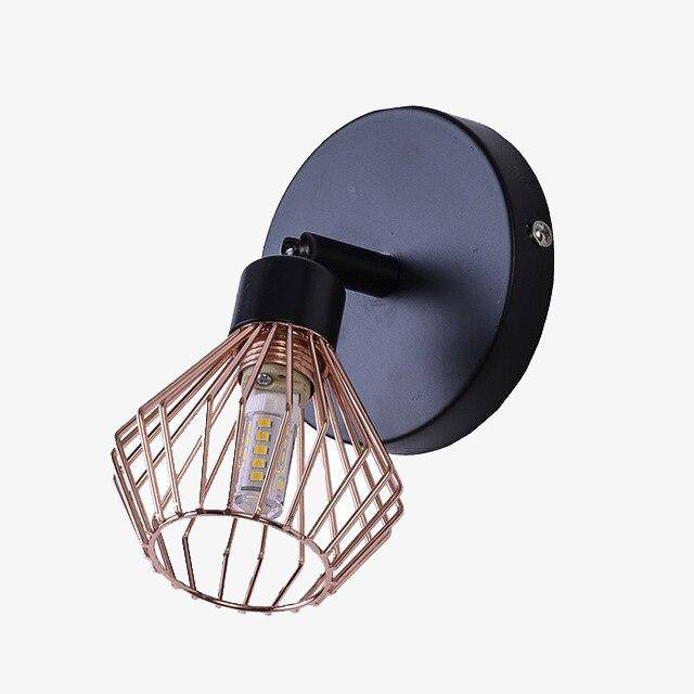 Applique moderne LED en métal noir et abat-jour cuivré Buny