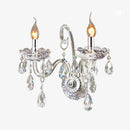 Applique murale chromée en cristal et lampes bougies