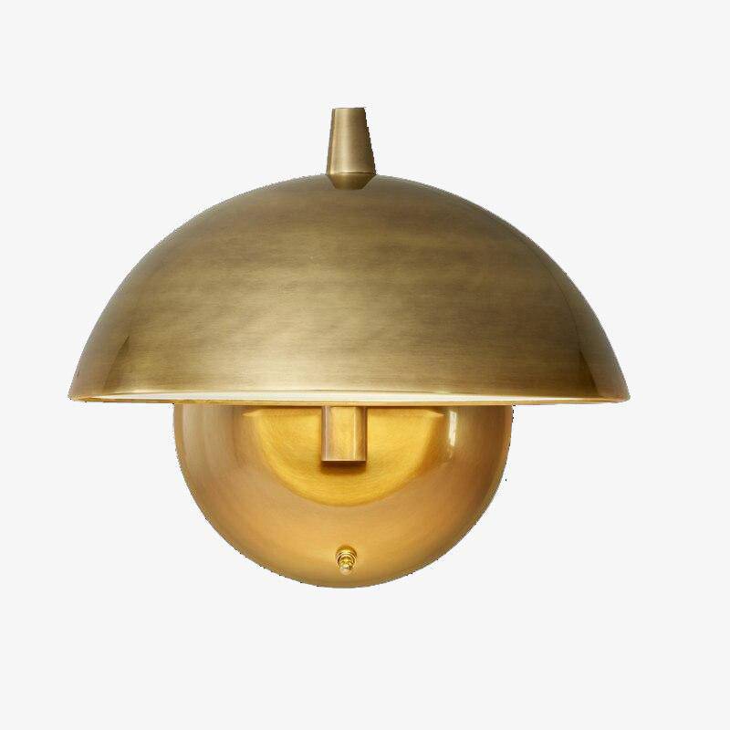 Applique murale design LED doré avec abat-jour arrondi style Mushroom