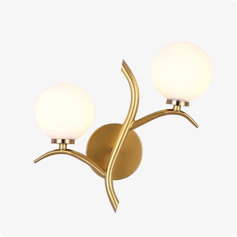 Applique murale design LED dorée avec double boules en verre Luxury